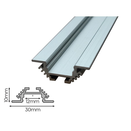 [BAZ3010M2] 2 Metri Profilo Barra Alluminio Corner Da Incasso Con Molla 30X10mm Interno 12mm