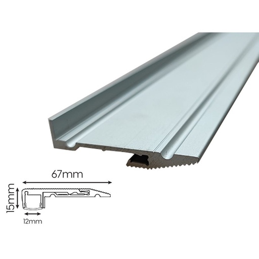 [BAZ5001M3] 3 Metri Profilo Barra Alluminio Per Scale Gradini Passatoie Calcestruzzo Antiscivolo 70X20mm Interno 12mm