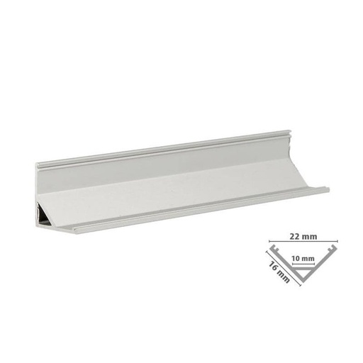 [BA1616M3] 3 Metri Profilo Canalina Barra Alluminio Led Angolare Slim Corner Curva 45 Gradi Per Strip Led Fino a 10mm