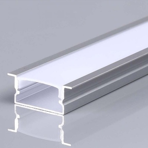 [BAV23175] Profilo Alluminio Da Incasso Per Cartongesso 26X10mm Spazio Led Max 18,5mm Completo Di Copertura Satinata Tappi Gancio 2 Metri SKU-23175