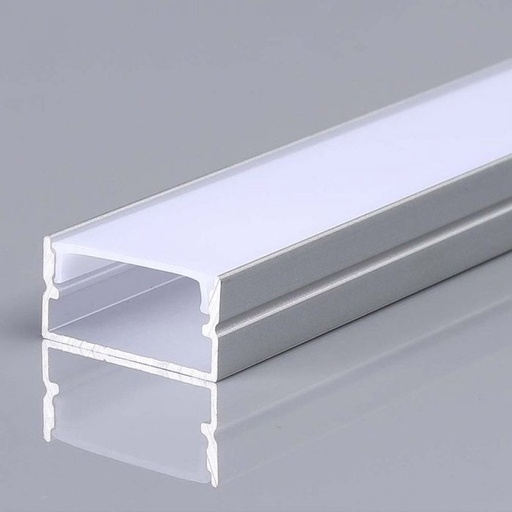 [BAV23174] Profilo Alluminio Slim 20X10mm Standard Spazio Led Max 18,5mm con la Copertura Satinata Tappi Gancio 2 Metri SKU-23174