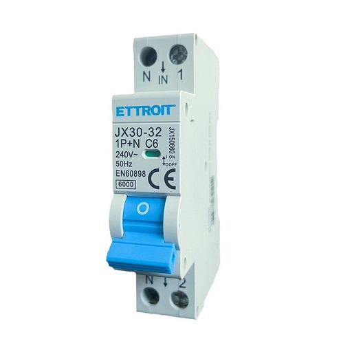 [JX150660] ETTROIT Interruttore Magnetotermico Automatico 1P+N 6A 6000A 220V Salvavita Stotz Occupa 1 Modulo DIN