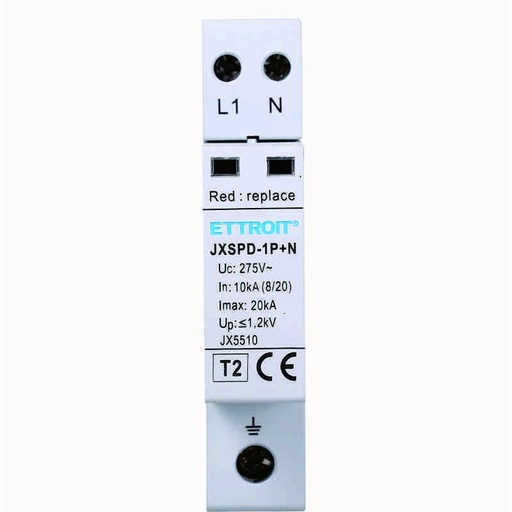 [JX5510] ETTROIT Scaricatore Di Sovratensione 220V T2 1P+N 275V 10KA 2 Poli Occupa 1 Modulo DIN