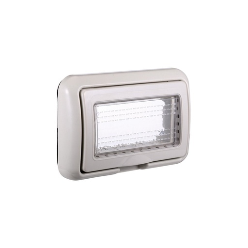 [BLG2704] Placca con Coperchio Supporto Stango Idrobox IP55 Compatibile Con Bticino Living Light 4P Grigio