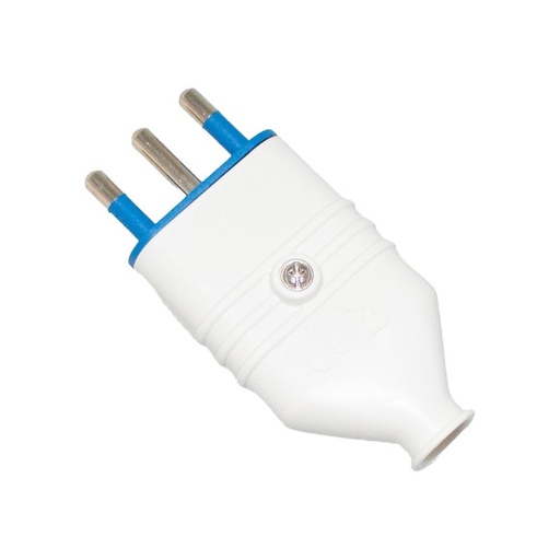 [AP33361] Spina Antischiacciamento 2P+T In PVC 10A 250V Bianco