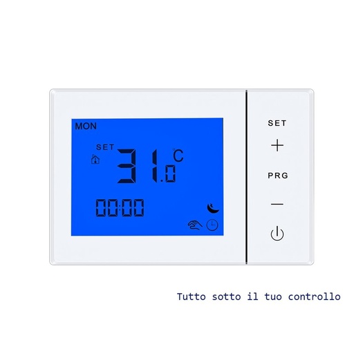 [LL0256N] Termostato Con Display LCD Tasti Touch Rettangolare Standard 503 Programma Settimanale Per Caldaia A Gas Alimentato Con 2 Batterie AA