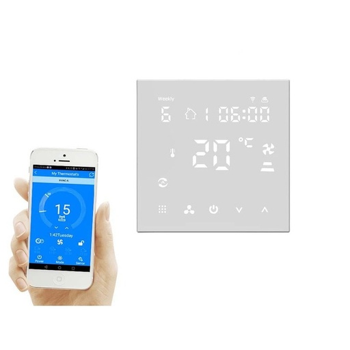 [LL0167] Termostato WIFI Per Aria Condizionata Schermo LCD a 4 Tubi Aria Fredda Calda e Ventilazione Fan Coil Thermostat Compatibile Con Amazon Alexa Echo 3A 220V